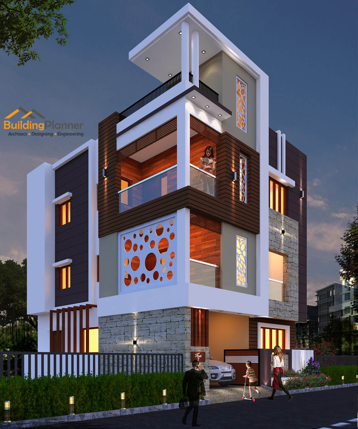 30 × 40 west face front elevation with interior design 