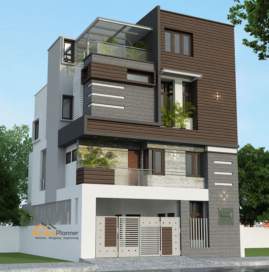 30 × 40 west face front elevation with interior design 