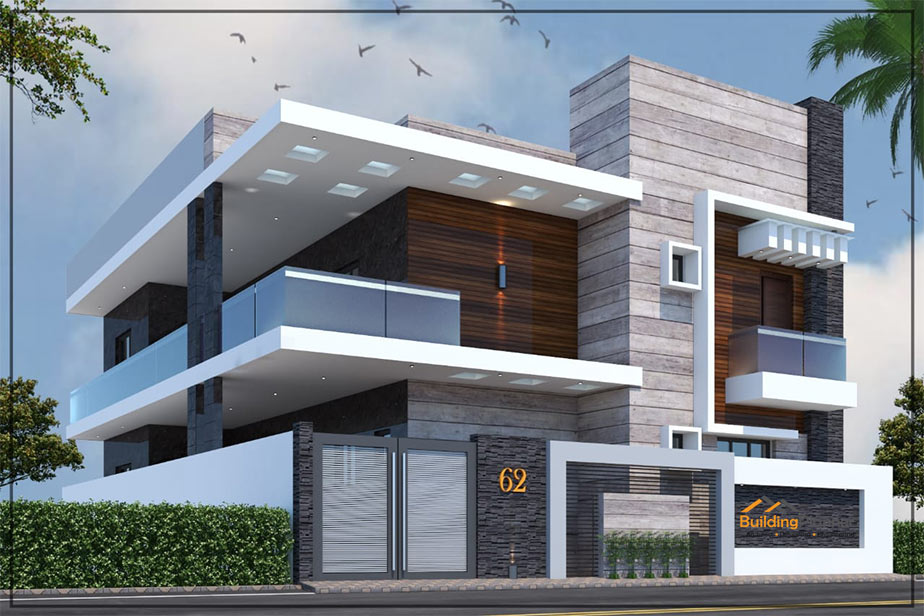 30 × 40 west face front elevation with interior design 